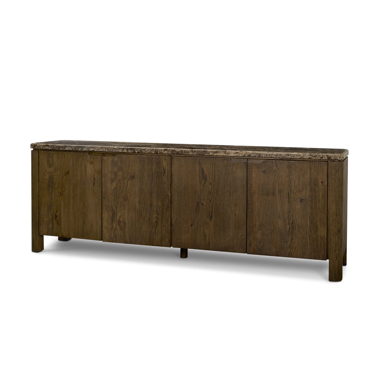 Kendrix Dark Brown Oak Wood Cappuccino Marble 4 Door Closed Sideboard from Mercana - Luna Furniture