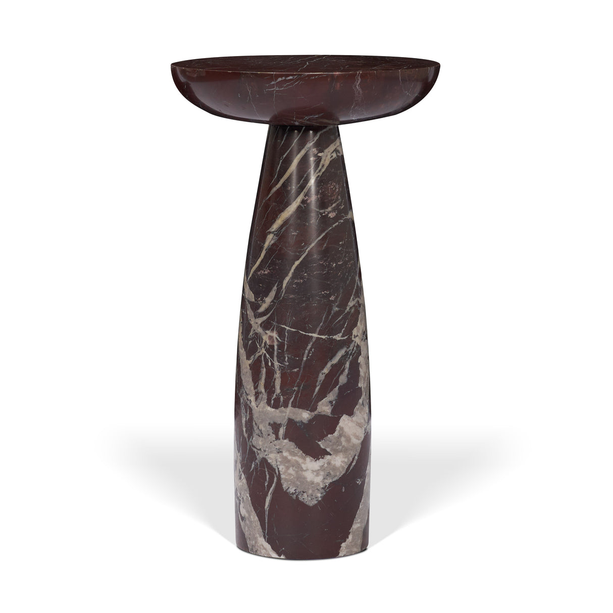 Bellancia Rosso Red Levanto Marble Pedastal Side Table from Mercana - Luna Furniture
