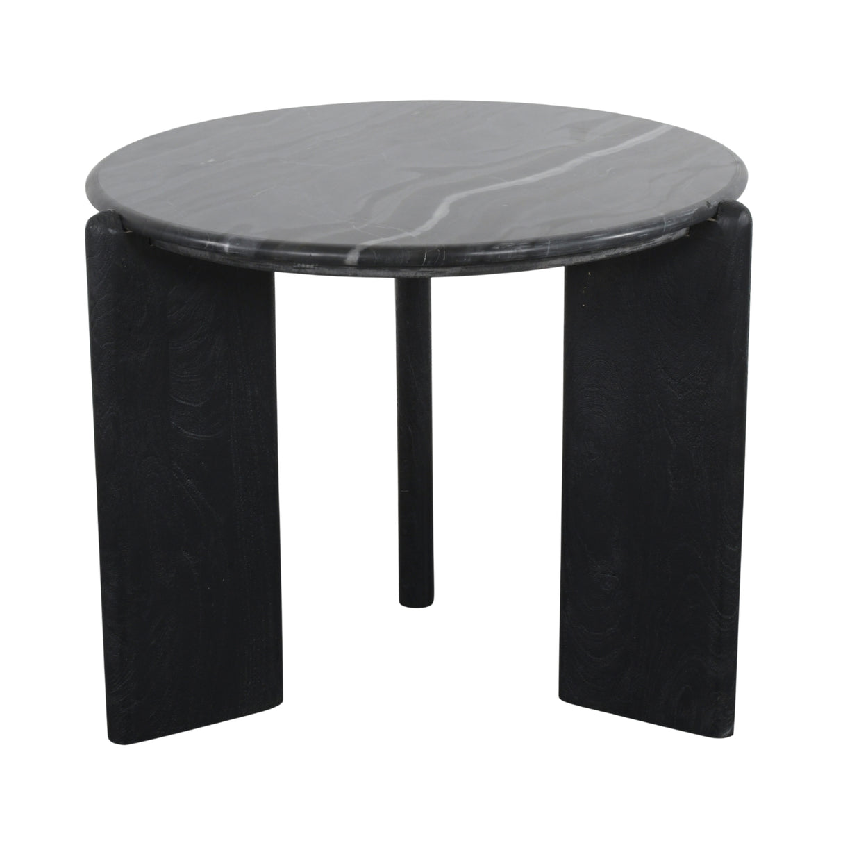 Rumer Black Wood w/ Black Marble Side Table from Mercana - Luna Furniture