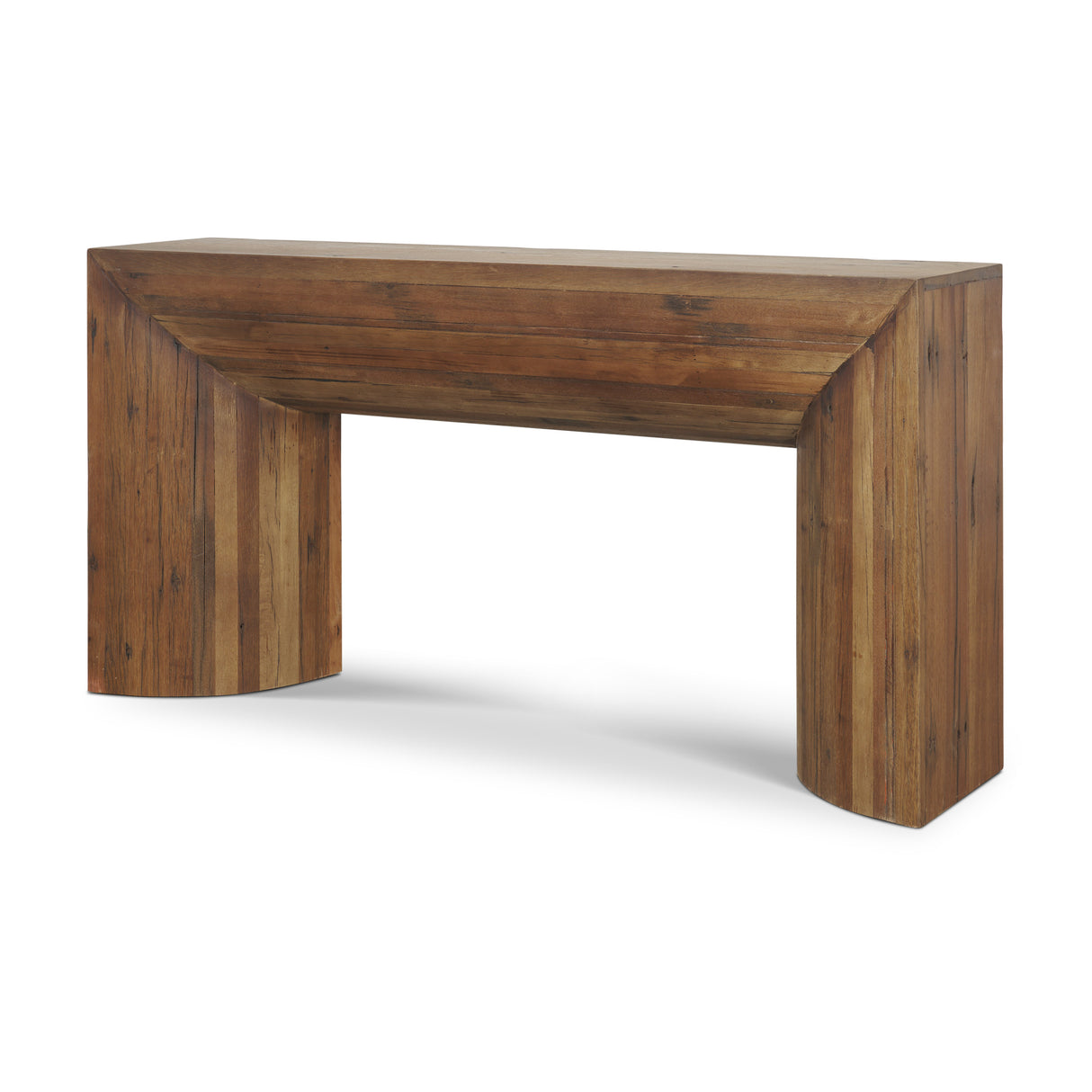 Vance Mid-Dark Brown Reclaimed Wood Rounded Console Table from Mercana - Luna Furniture