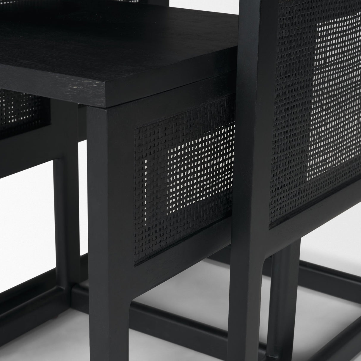 Grier Set of 2 Black Wood w/ Black Cane Nesting Accent Tables from Mercana - Luna Furniture