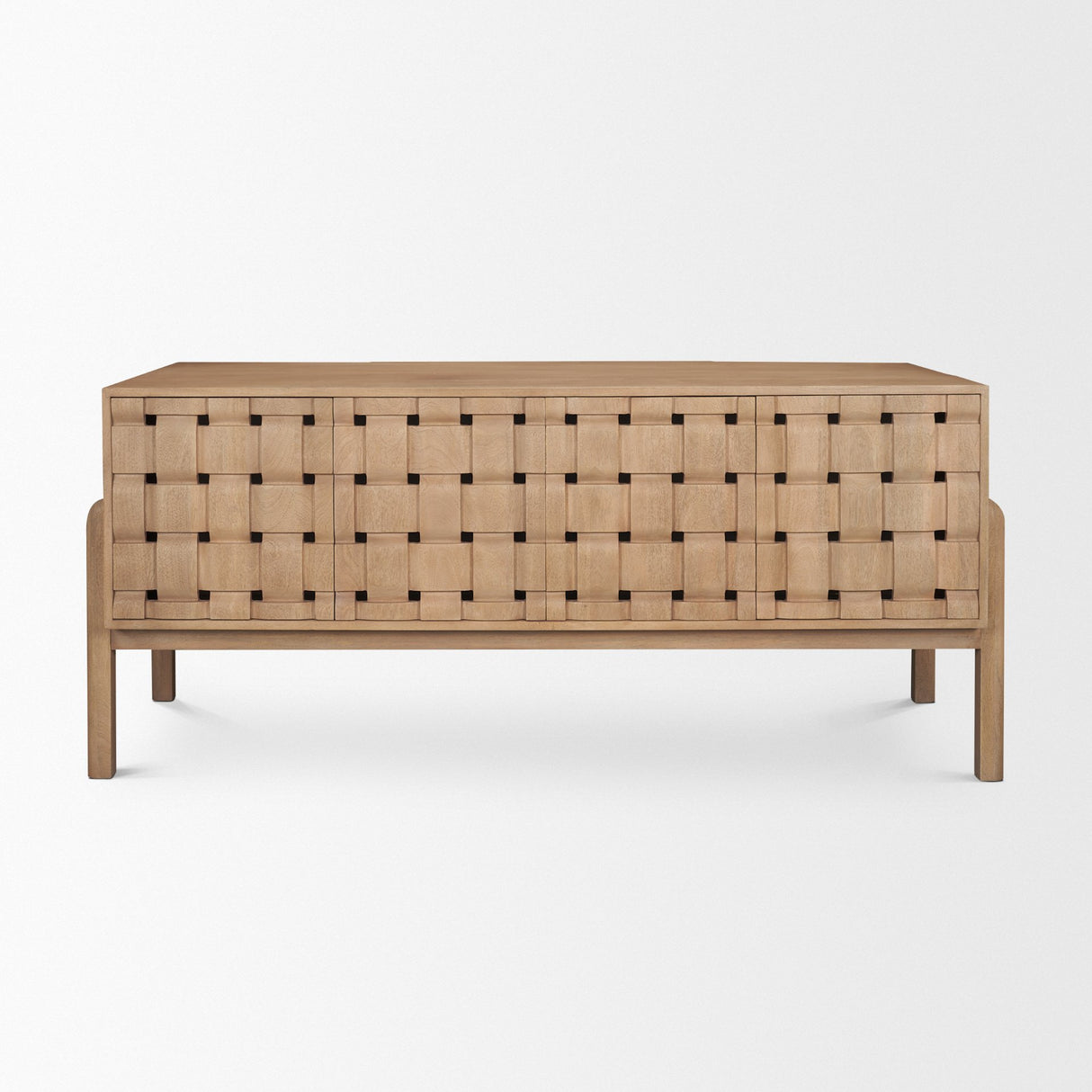 Trellyn Light Brown Solid Wood Carved Woven Desk from Mercana - Luna Furniture