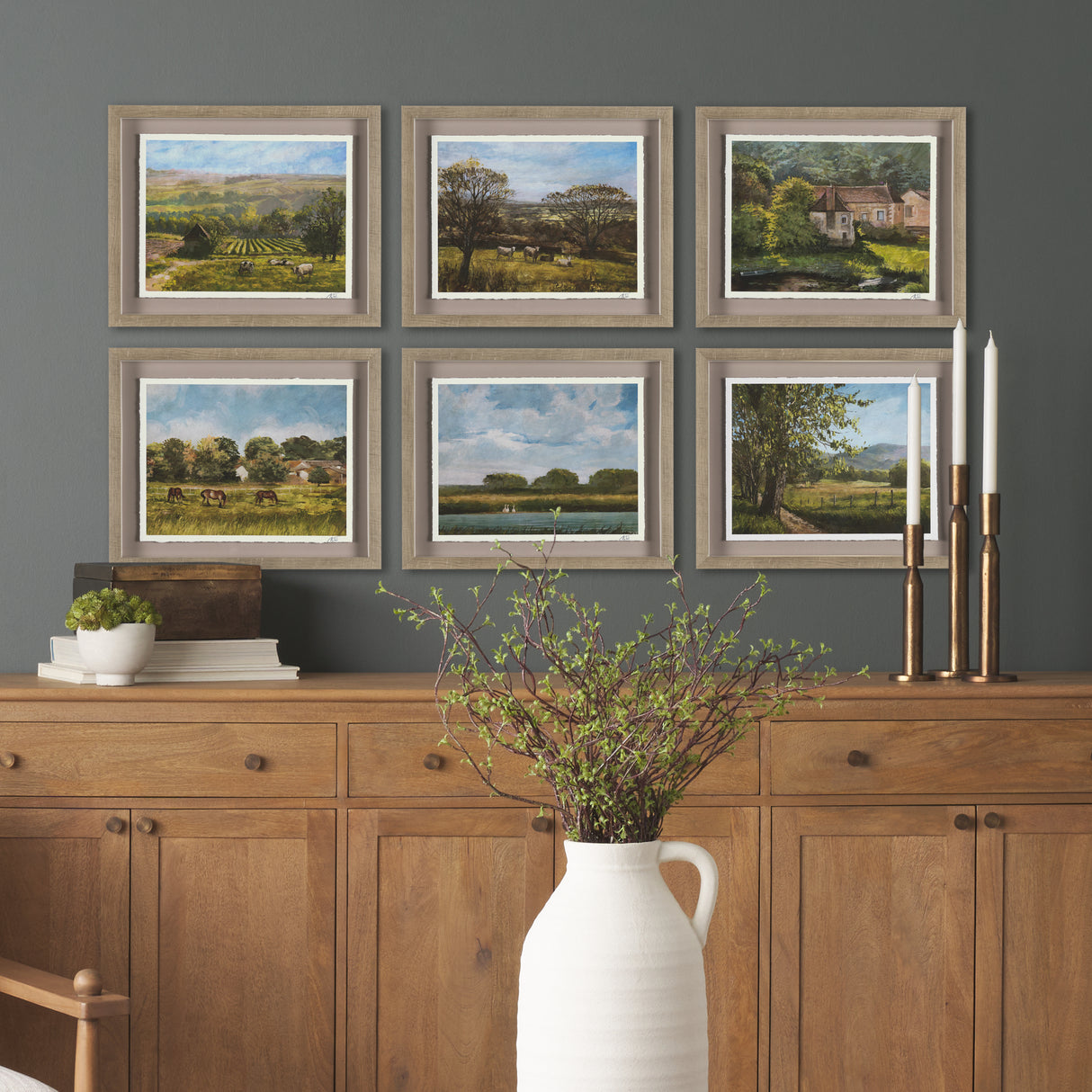 Country View(Set of 6) by Mercana Studio Hand-Embellished Textured Framed Artwork Matted under Glass from Mercana - Luna Furniture