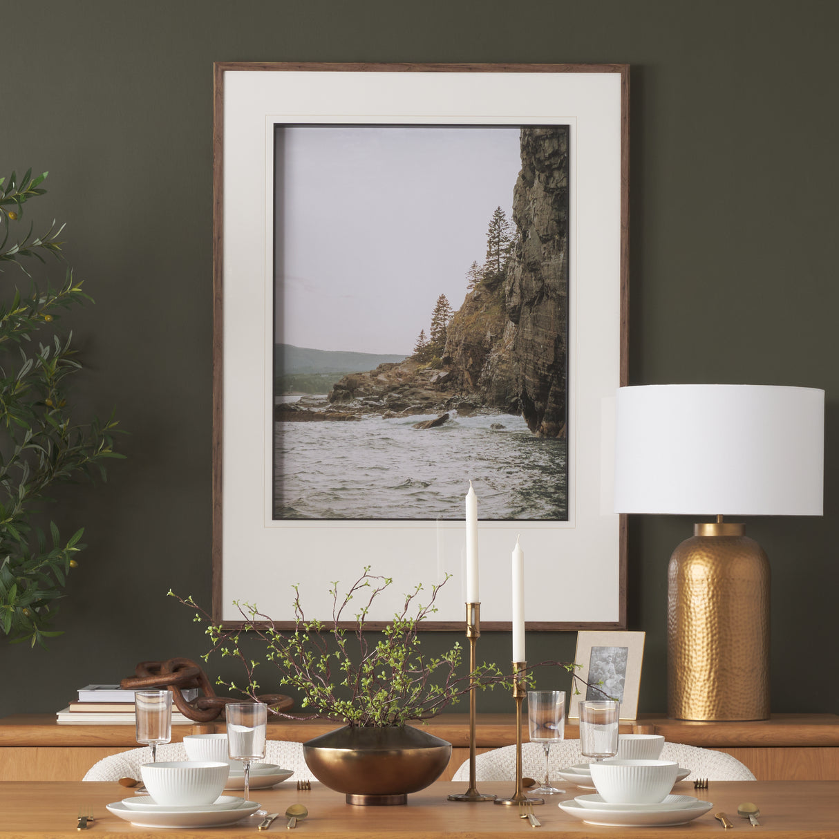Maine Coastline by Kelly Frere Hand-Embellished FramedPhoto Print Matted under Glass from Mercana - Luna Furniture