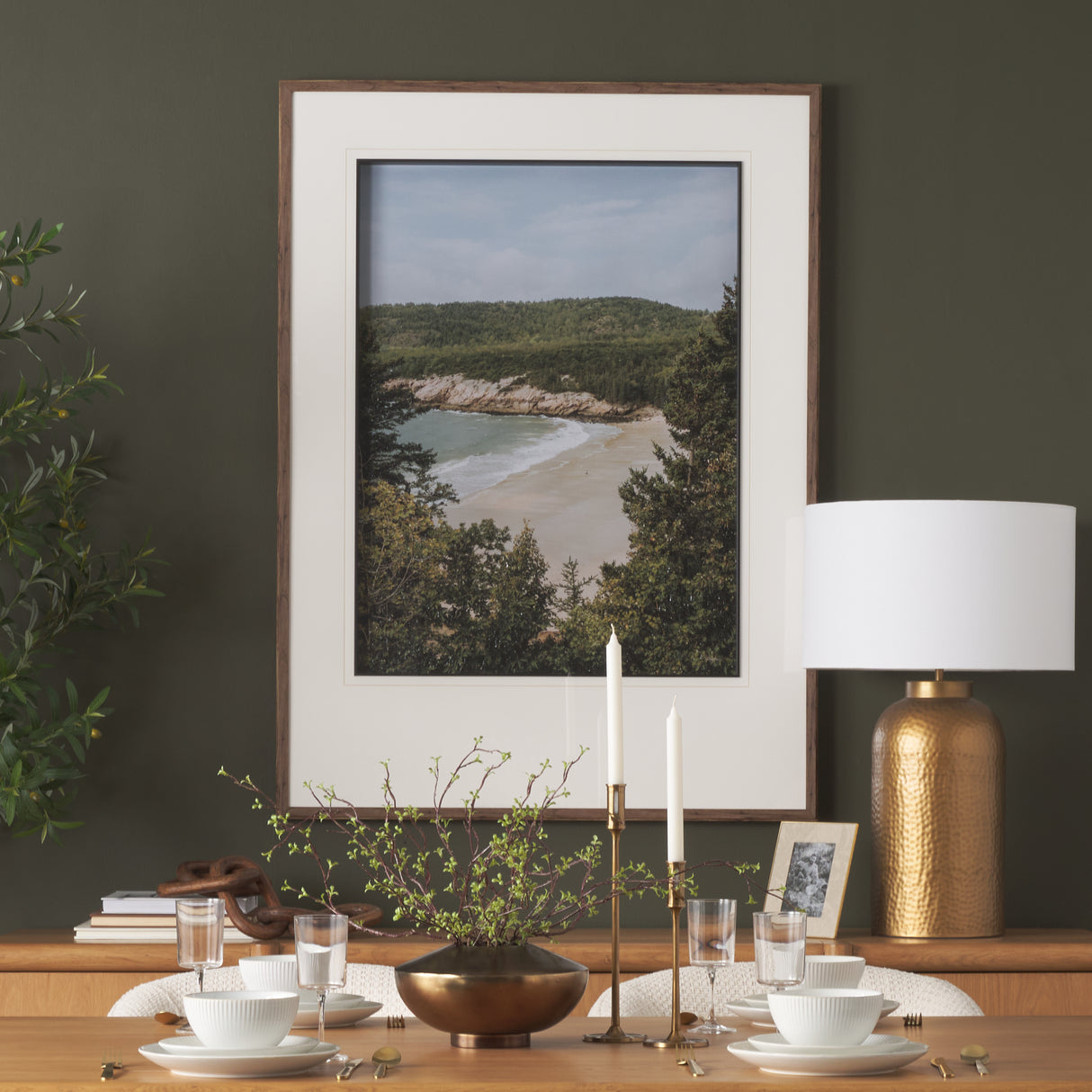 Maine Beach View by Kelly Frere Hand-Embellished FramedPhoto Print Matted under Glass from Mercana - Luna Furniture