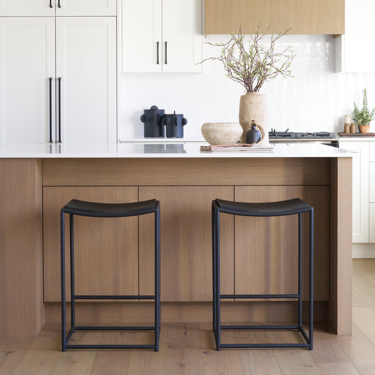 Taniel Textured Black Wood w/ Black Metal Counter Stool from Mercana - Luna Furniture