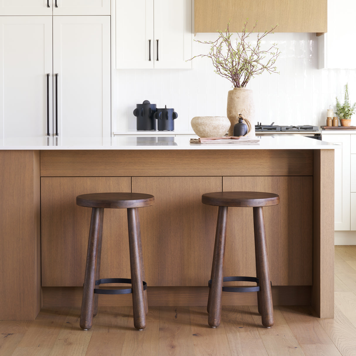 Weldon Dark Brown Wood w/ Matte Black Metal Counter Stool from Mercana - Luna Furniture