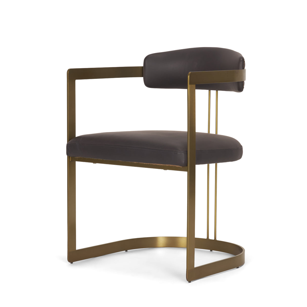 Hollyfield II Charcoal-Brown Leather Seat Gold Iron Frame Dining Chair from Mercana - Luna Furniture