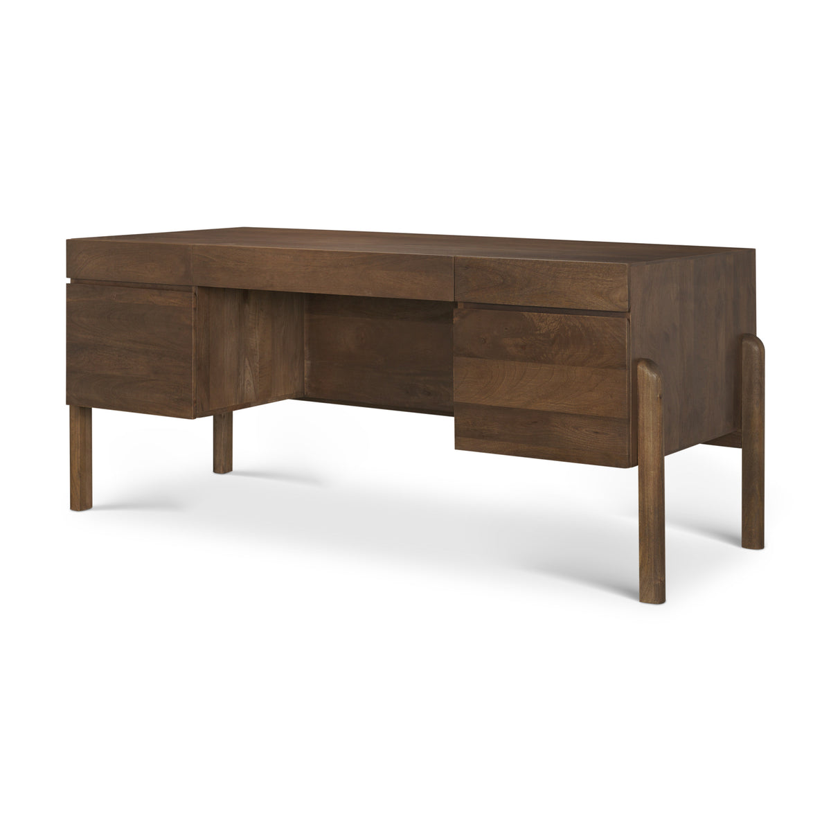 Trellyn Dark Brown Solid Wood Carved Woven Desk from Mercana - Luna Furniture