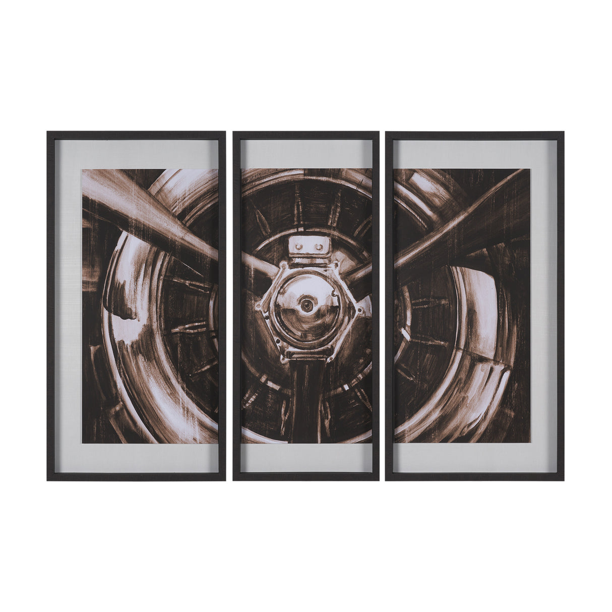 Vintage Propeller (Sepia) (Set of 3) by Ethan Harper Framed Artwork Matted under Glass from Mercana - Luna Furniture