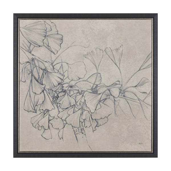 Ginkgo Shadows I by Mercana Studio Hand-Embellished Textured Framed Canvas Artwork