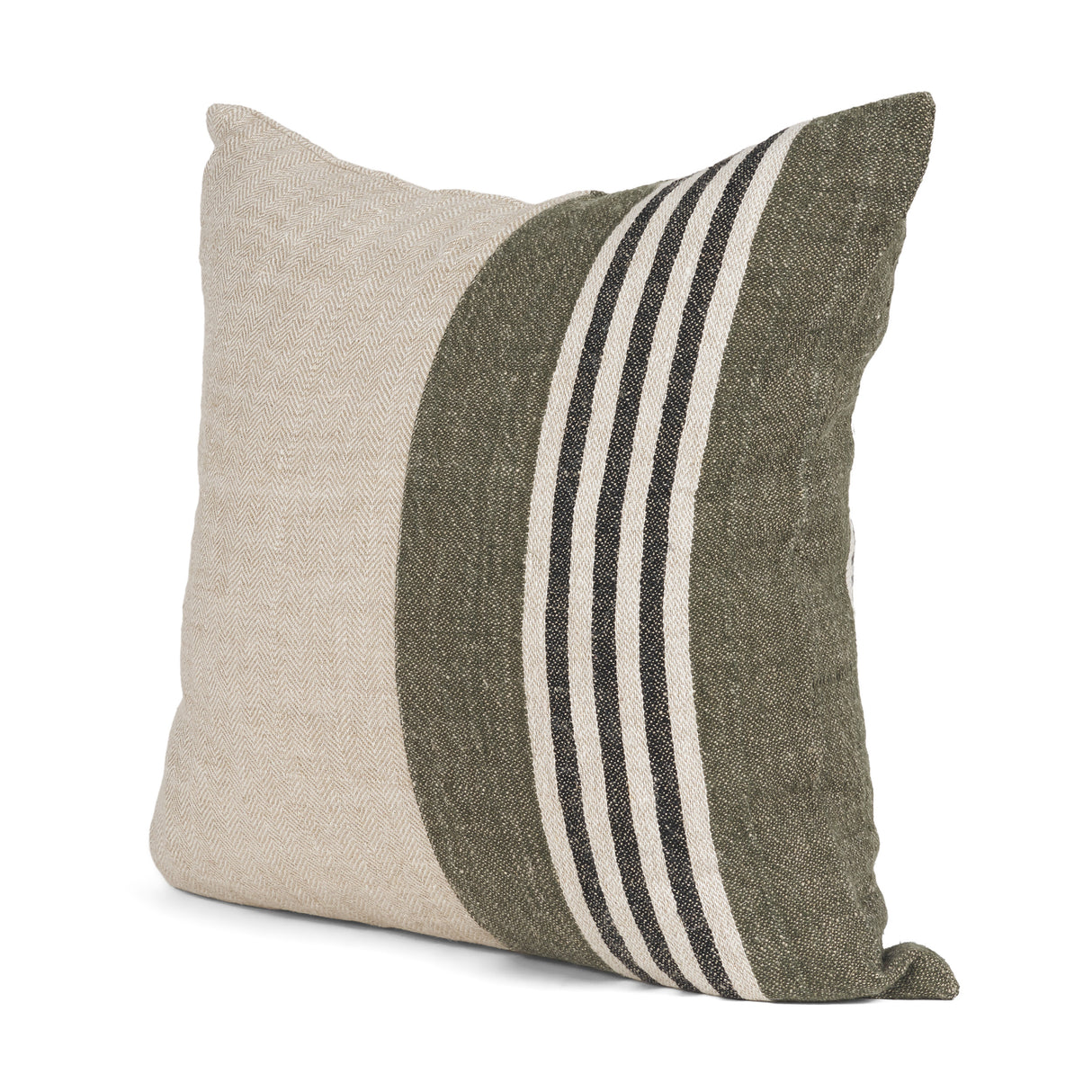 Hunter 20x20 Square Oatmeal w/ Green Stripe Decorative Pillow Cover from Mercana - Luna Furniture
