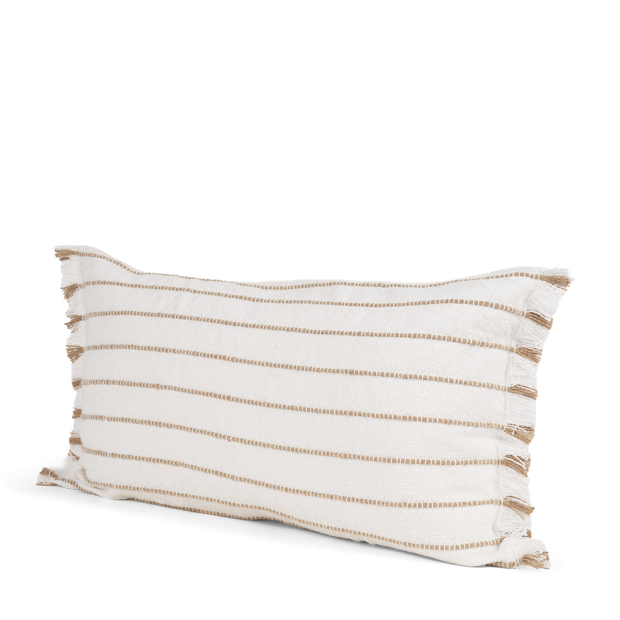 Willow 14x26 Lumbar Cream w/ Camel Stripes Decorative Pillow Cover from Mercana - Luna Furniture