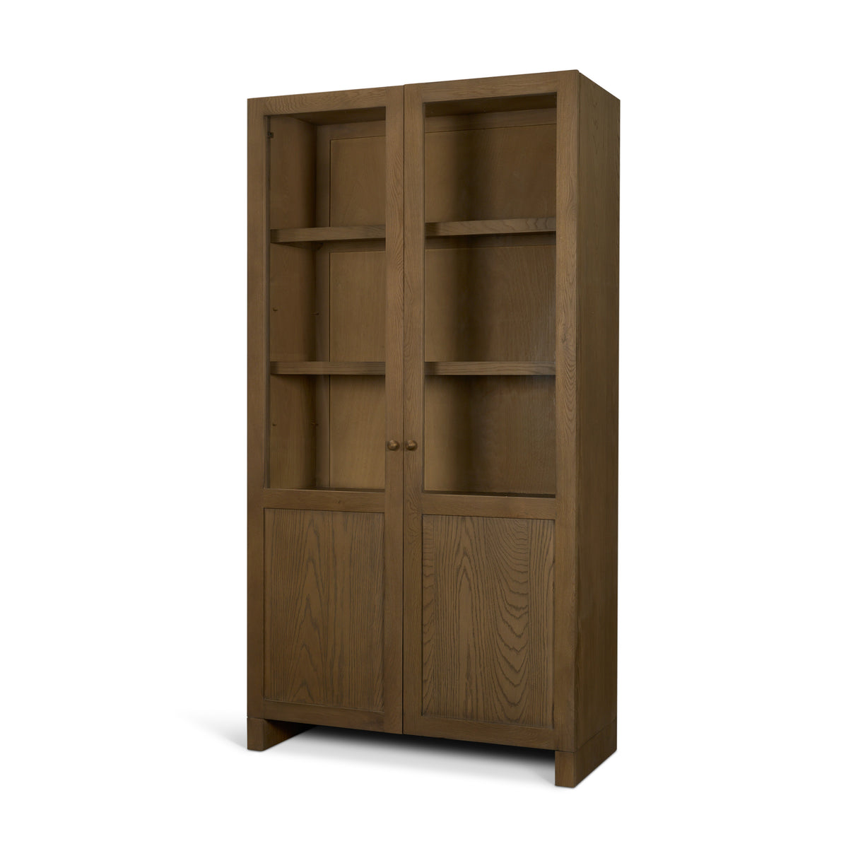 Henry Dark & Light Brown Oak Wood w/ Glass Doors Curio Cabinet from Mercana - Luna Furniture