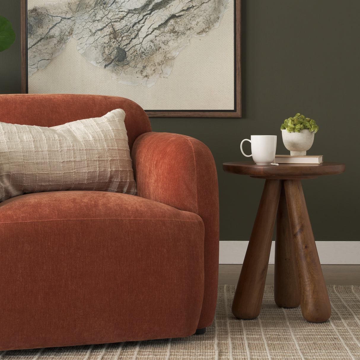 Mora Medium Brown Wood 3-Legged Accent Table from Mercana - Luna Furniture