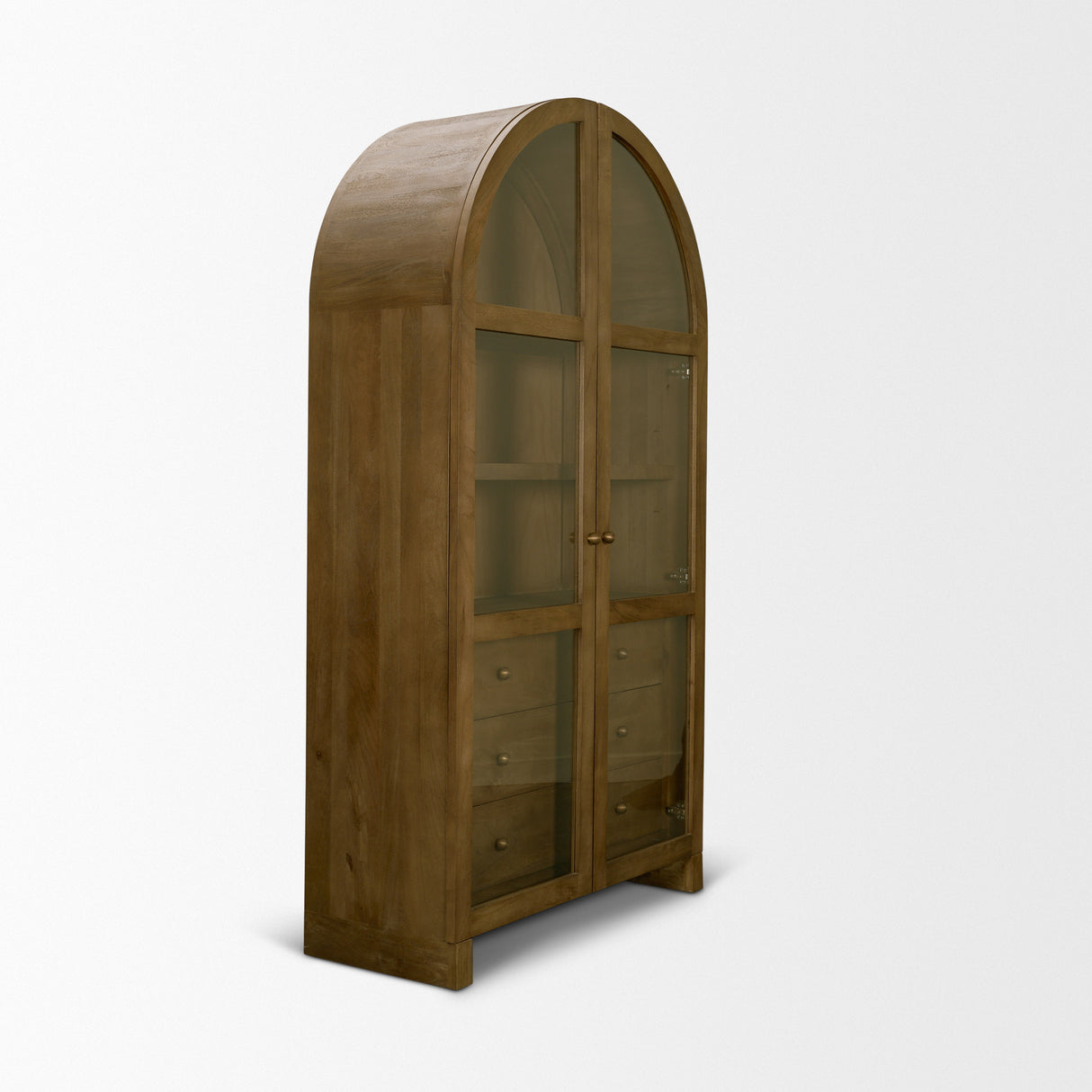 Suri Mid Brown Wood W/Glass Doors Arched Curio Cabinet from Mercana - Luna Furniture