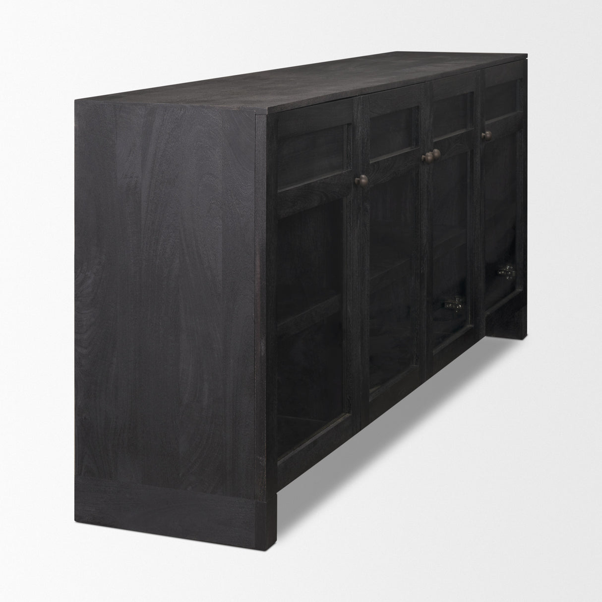 Suri Black Wood w/ Glass 4-Door Closed Sideboard from Mercana - Luna Furniture