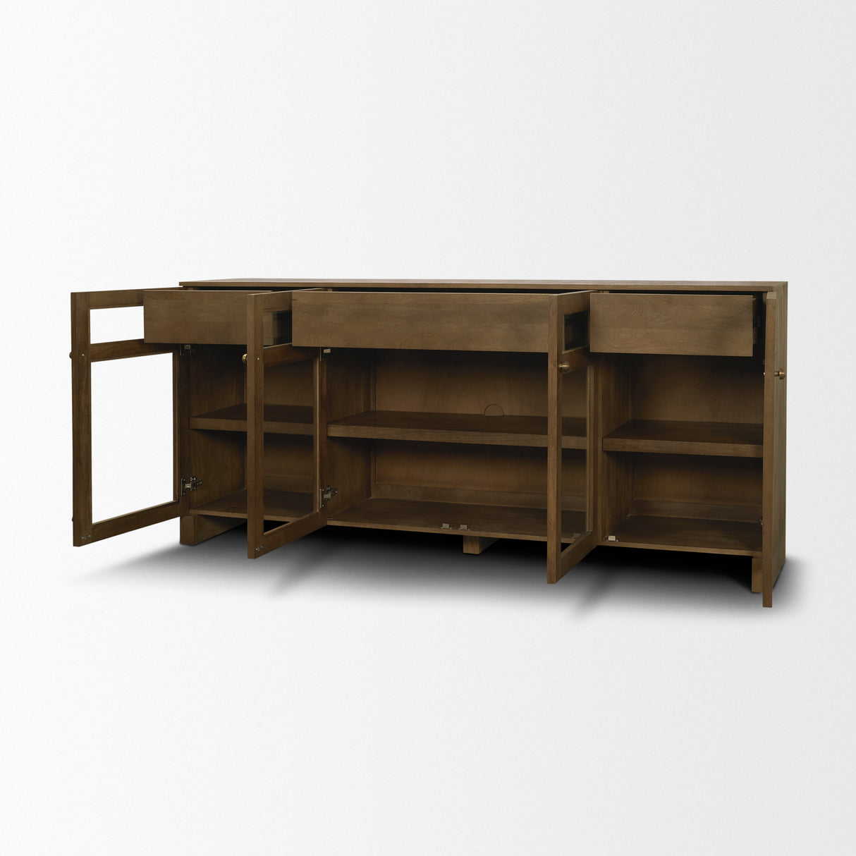 Suri Mid Brown Wood w/ Glass 4-Door Closed Sideboard from Mercana - Luna Furniture