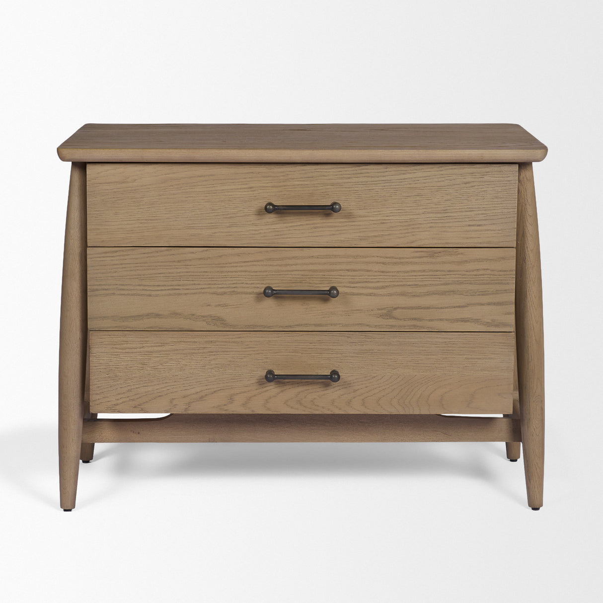 Hollis Gray-Brown Wood 3-Drawer Closed Nightstand from Mercana - Luna Furniture