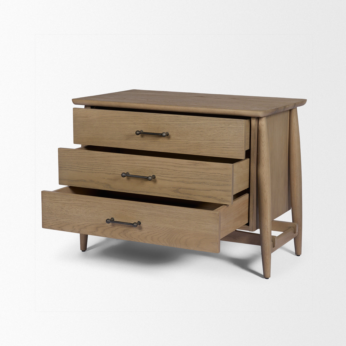 Hollis Gray-Brown Wood 3-Drawer Closed Nightstand from Mercana - Luna Furniture