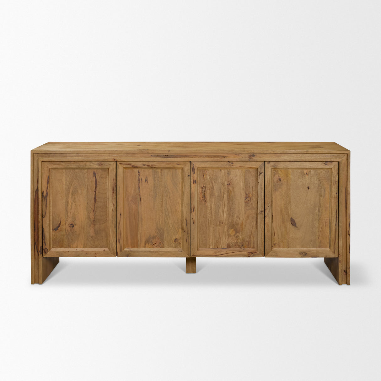 Notts Brown Wood 4-Door Closed Sideboard from Mercana - Luna Furniture