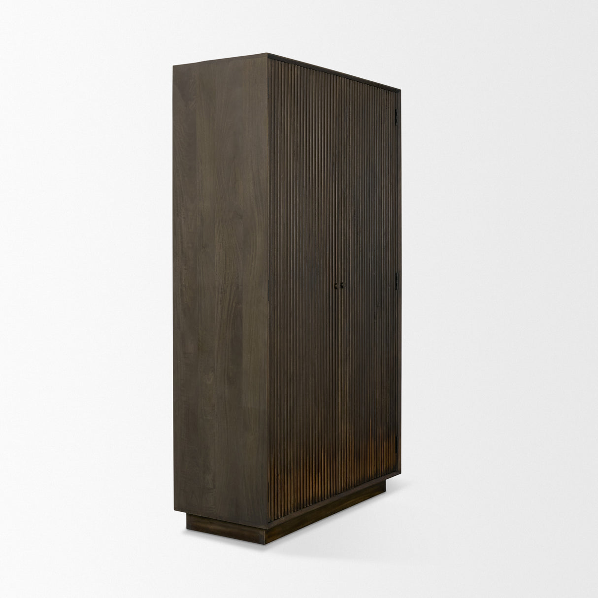 Cinder Distressed Dark Brown Wood Reeded 2-Door Closed Tall Cabinet from Mercana - Luna Furniture
