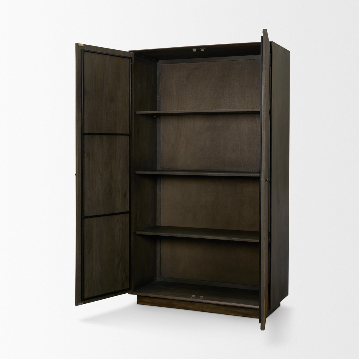 Cinder Distressed Dark Brown Wood Reeded 2-Door Closed Tall Cabinet from Mercana - Luna Furniture