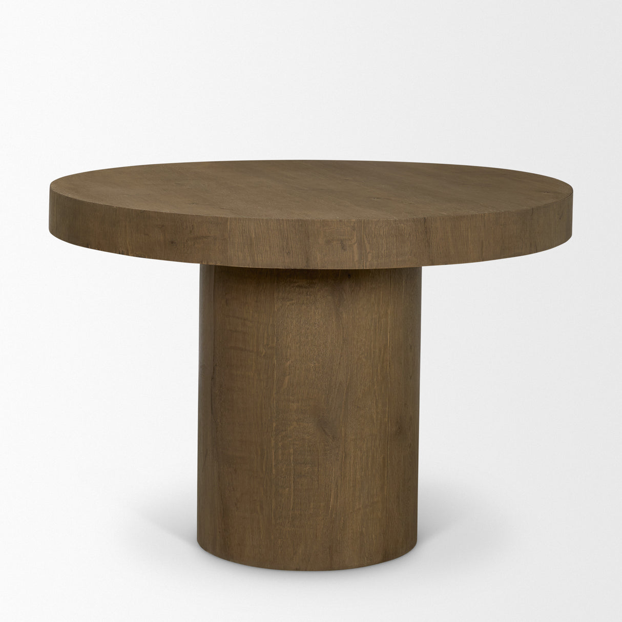 Lyonne 42" Round Medium Brown Oak Wood Pedestal Dining Table from Mercana - Luna Furniture