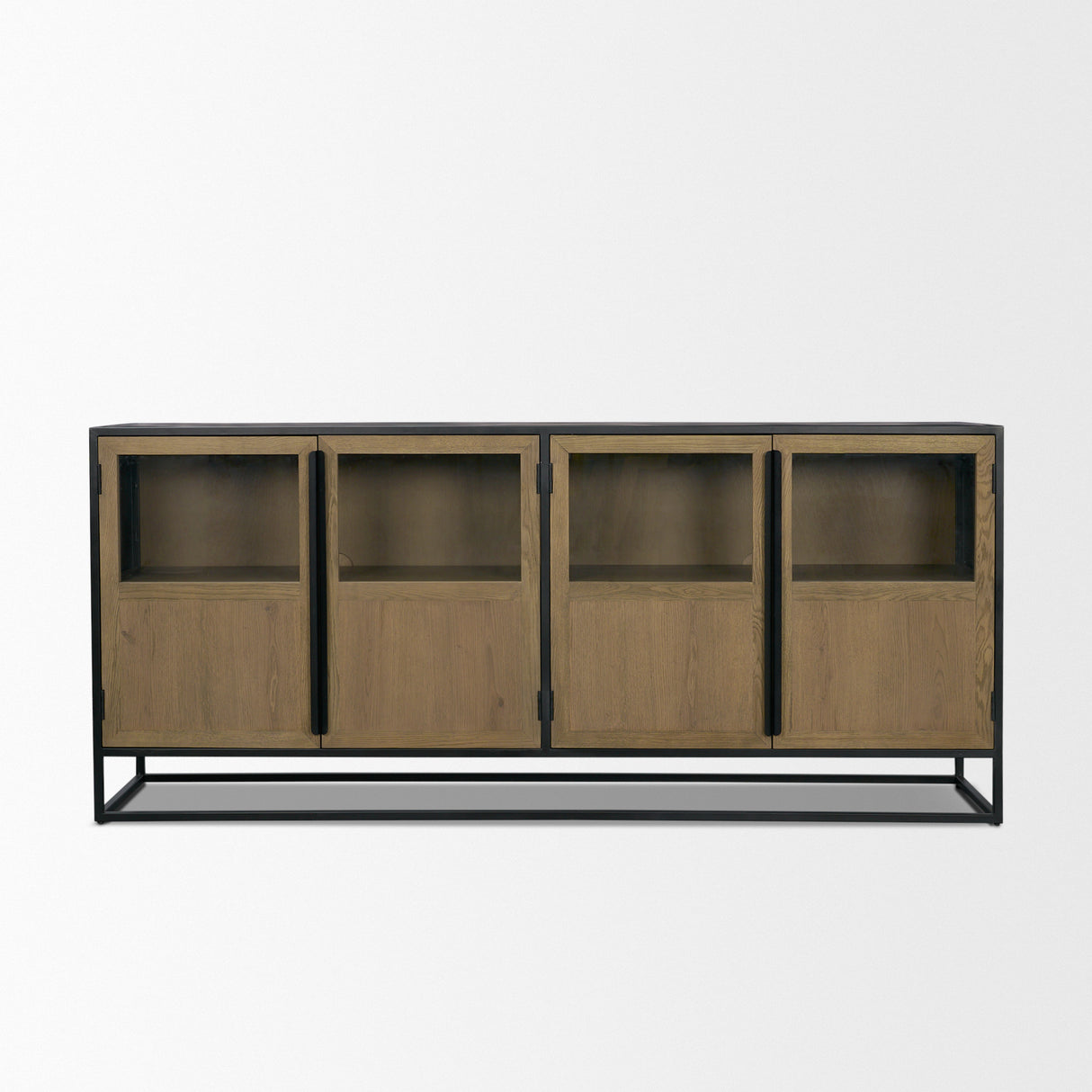 Sloan 80" Light Brown Wood W/Black Metal Frame Sideboard from Mercana - Luna Furniture
