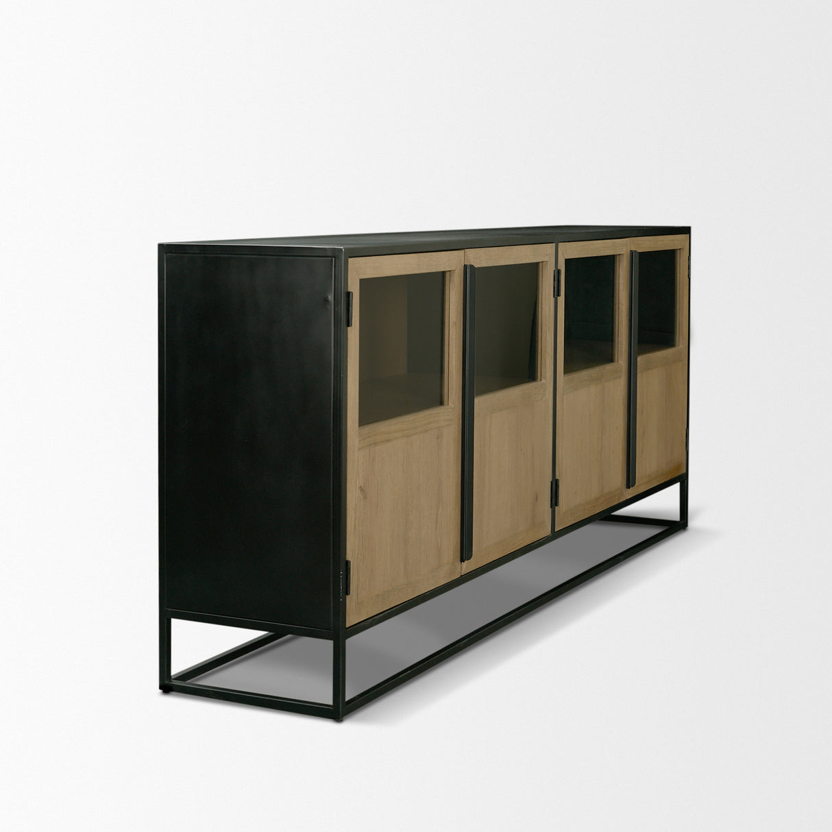 Sloan 80" Light Brown Wood W/Black Metal Frame Sideboard from Mercana - Luna Furniture