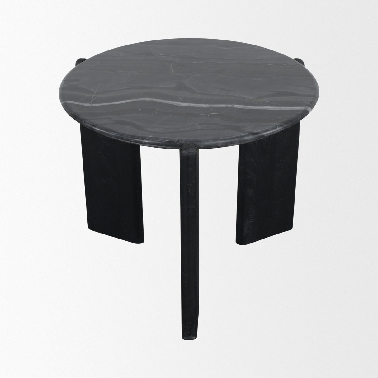 Rumer Black Wood w/ Black Marble Side Table from Mercana - Luna Furniture