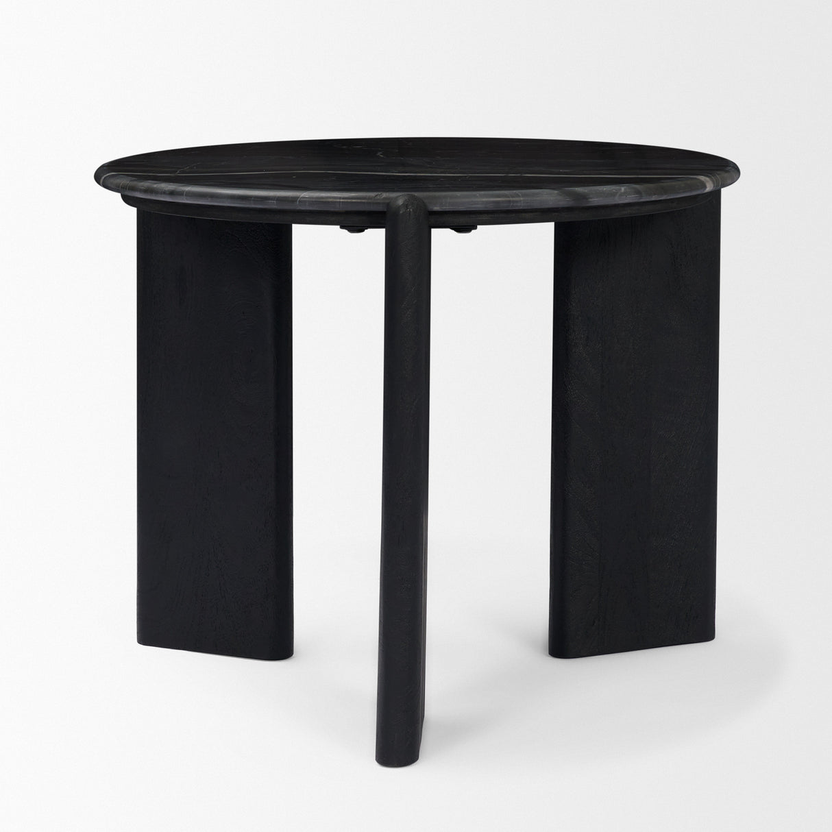 Rumer Black Wood w/ Black Marble Side Table from Mercana - Luna Furniture