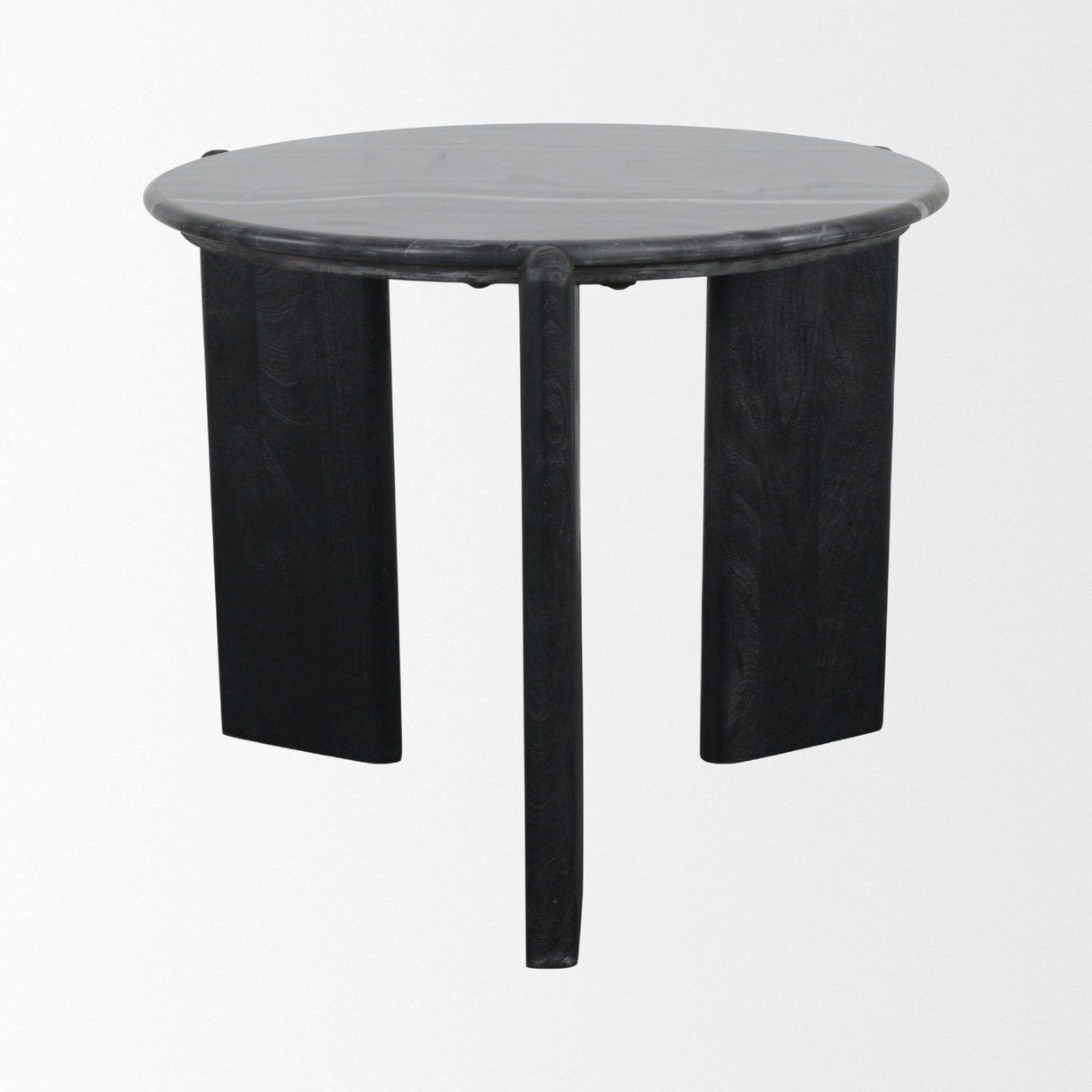 Rumer Black Wood w/ Black Marble Side Table from Mercana - Luna Furniture