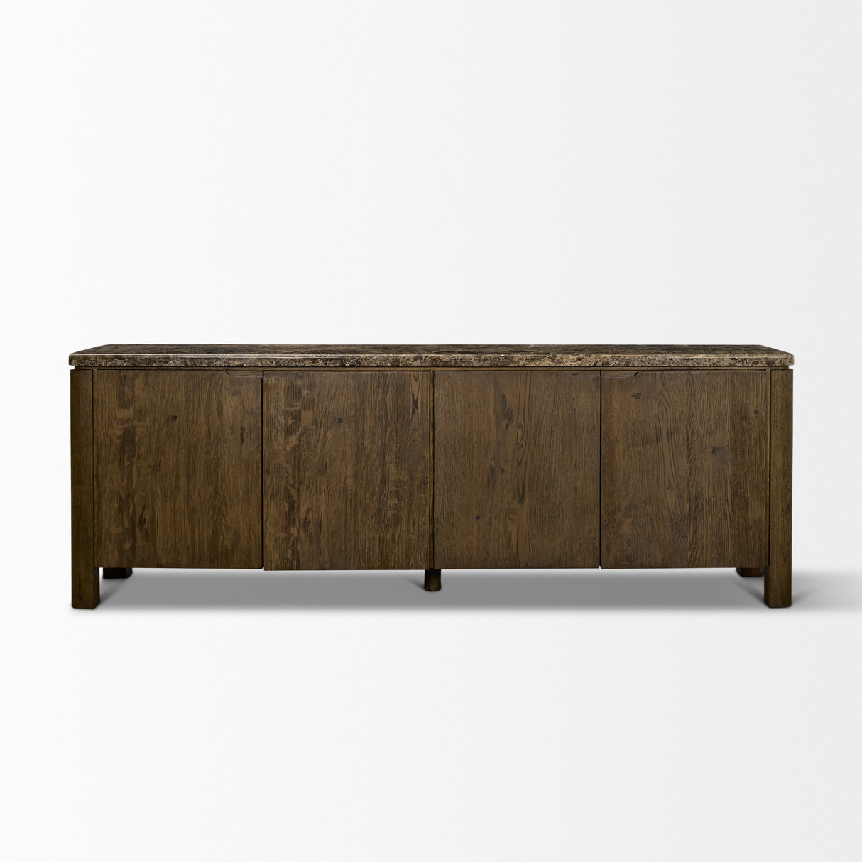 Kendrix Dark Brown Oak Wood Cappuccino Marble 4 Door Closed Sideboard from Mercana - Luna Furniture