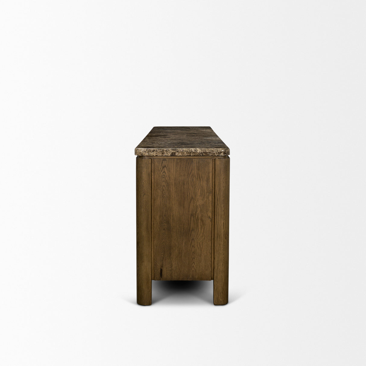 Kendrix Dark Brown Oak Wood Cappuccino Marble 4 Door Closed Sideboard from Mercana - Luna Furniture