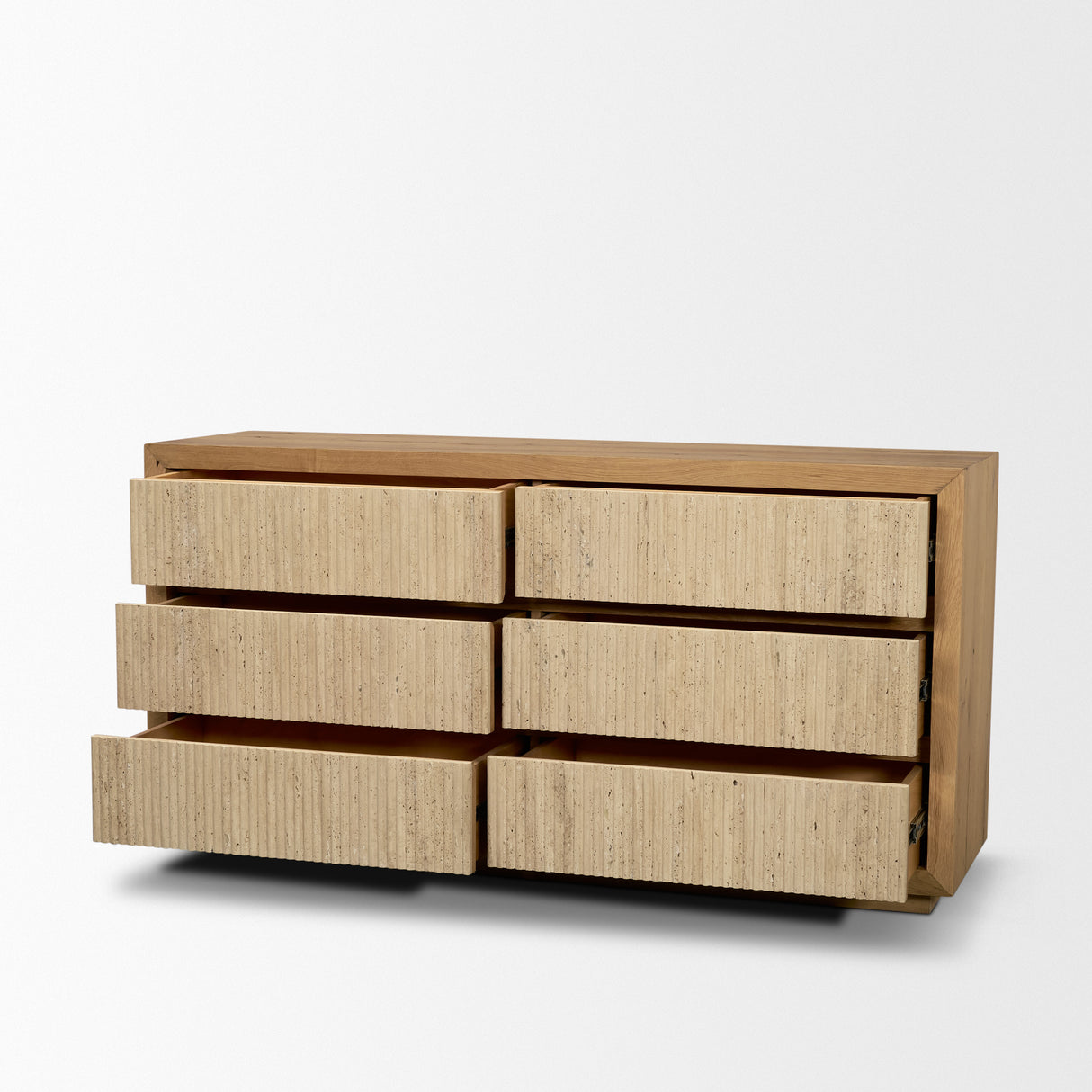 Travona Oak Wood w/ Travertine 6 Drawer Dresser from Mercana - Luna Furniture