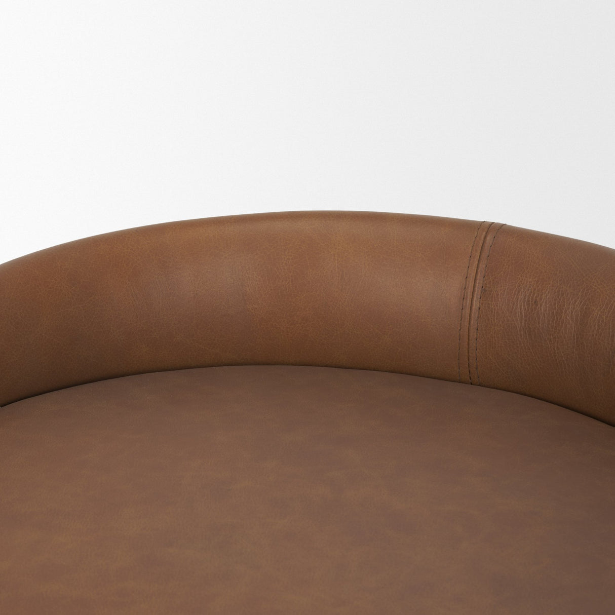 Hollyfield II Brown Leather Seat Gold Metal Base Stool from Mercana - Luna Furniture