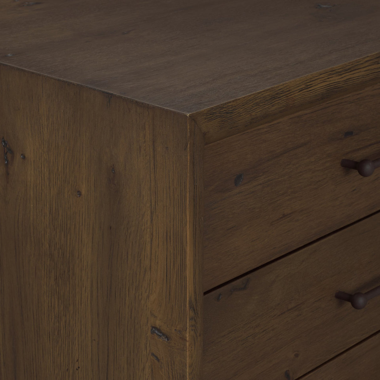 Belford 3-Drawer Dark Brown Oak Wood Closed Nightstand from Mercana - Luna Furniture