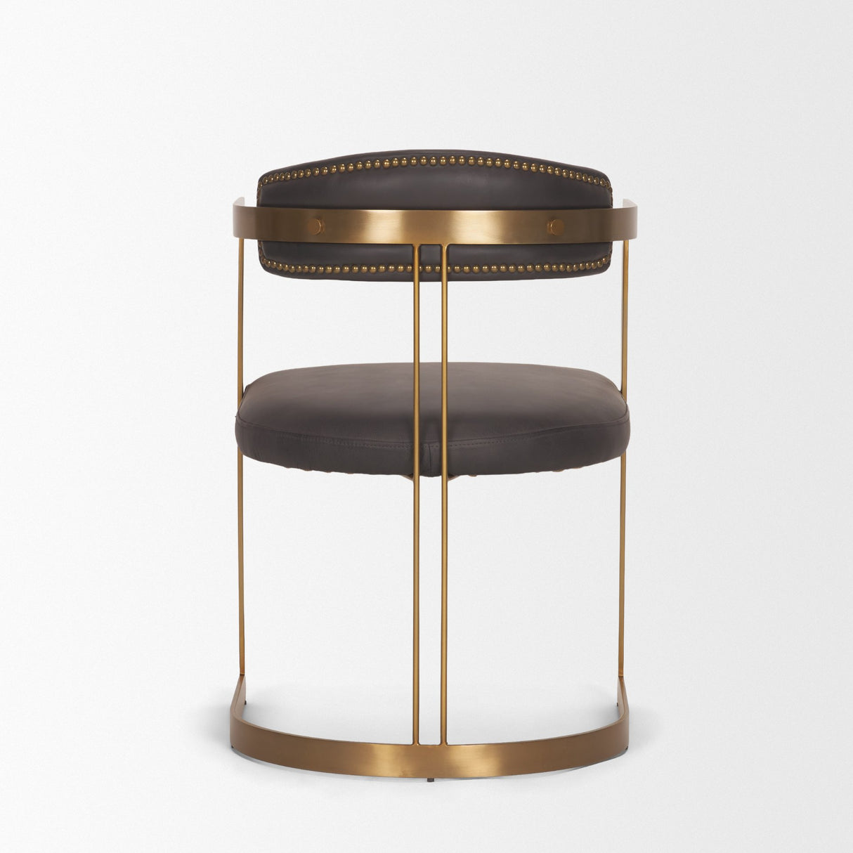 Hollyfield II Charcoal-Brown Leather Seat Gold Iron Frame Dining Chair from Mercana - Luna Furniture