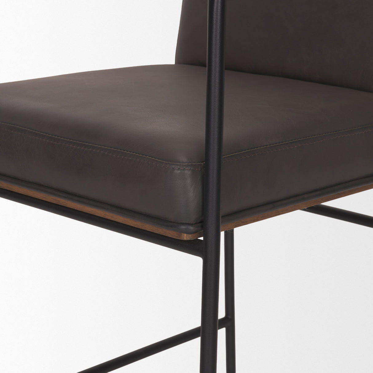 Stamford 36" Total Height Charcoal-Brown Leather Seat w/ Wood Back Metal Counter Stool from Mercana - Luna Furniture