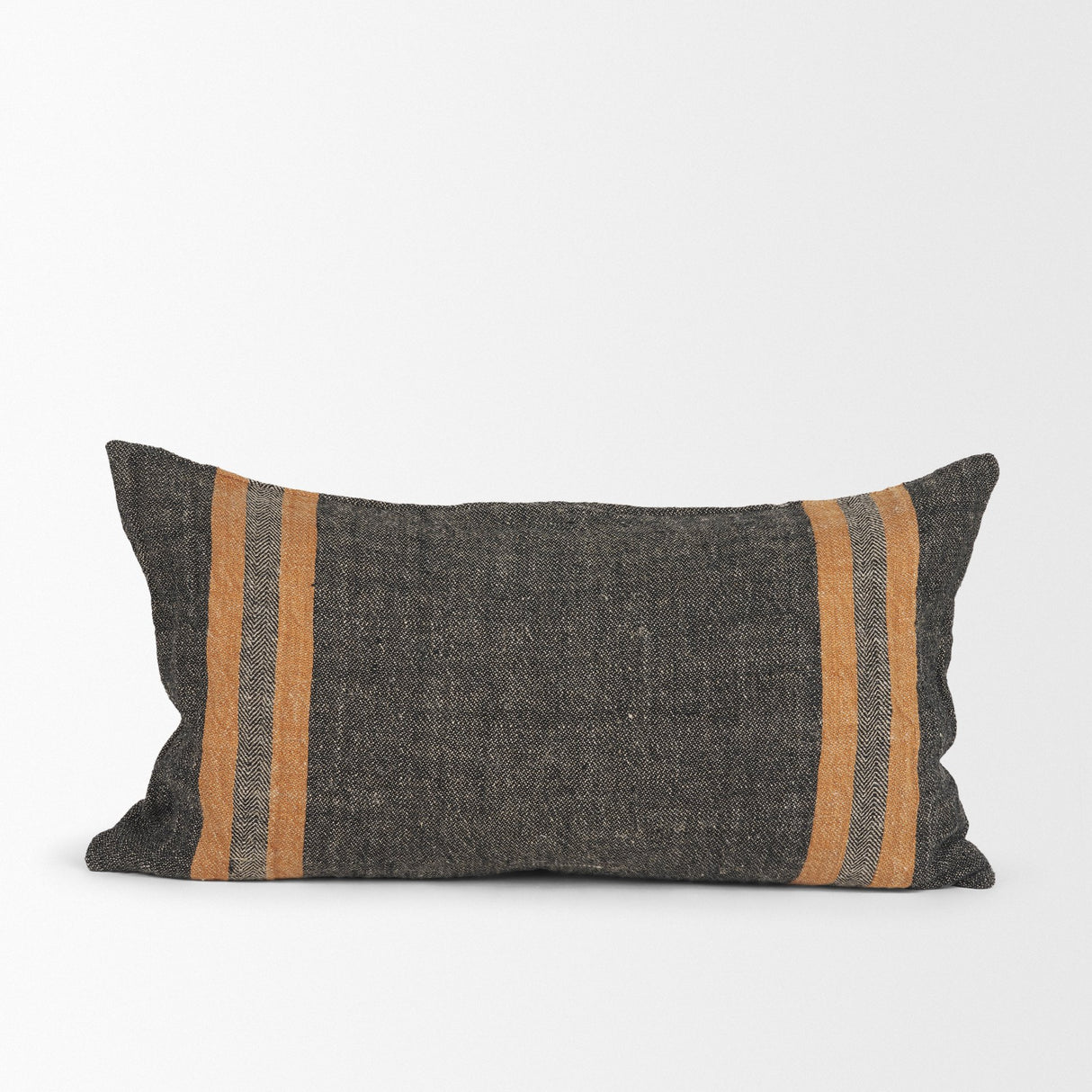 Mercer 14x26 Lumbar Black w/ Orange Stripes Decorative Pillow Cover from Mercana - Luna Furniture
