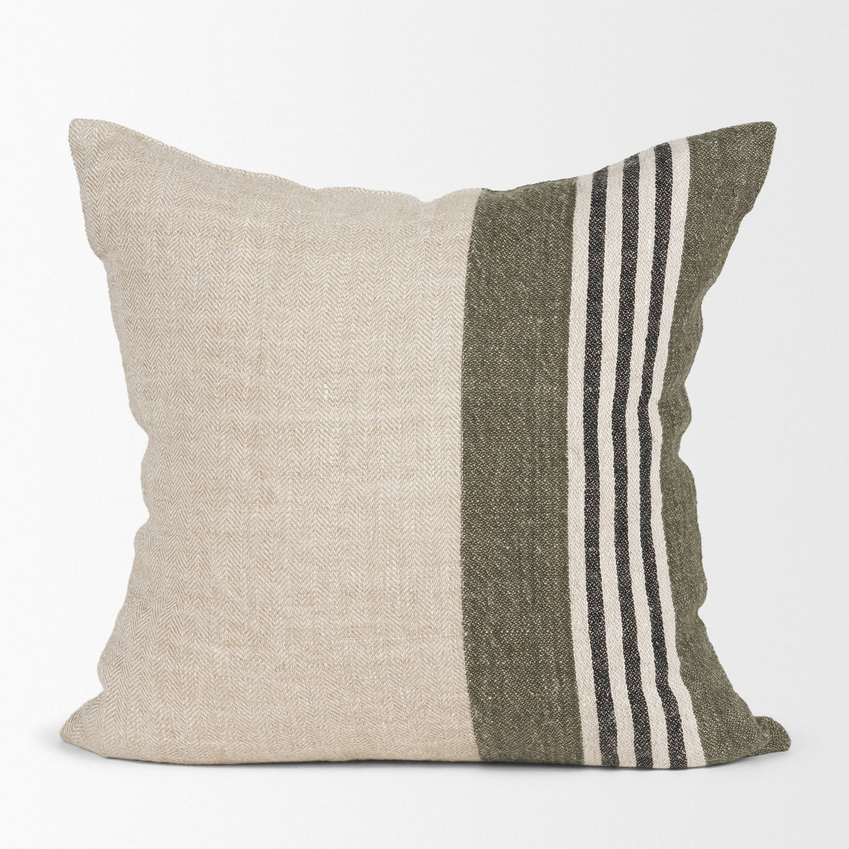 Hunter 20x20 Square Oatmeal w/ Green Stripe Decorative Pillow Cover from Mercana - Luna Furniture