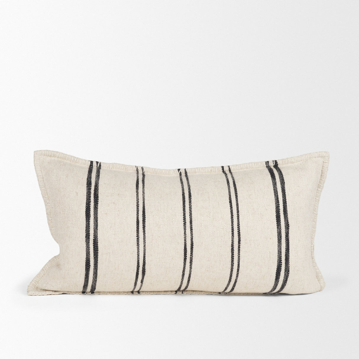 Liv 14x26 Lumbar Cream w/ Black Stripes Decorative Pillow Cover from Mercana - Luna Furniture