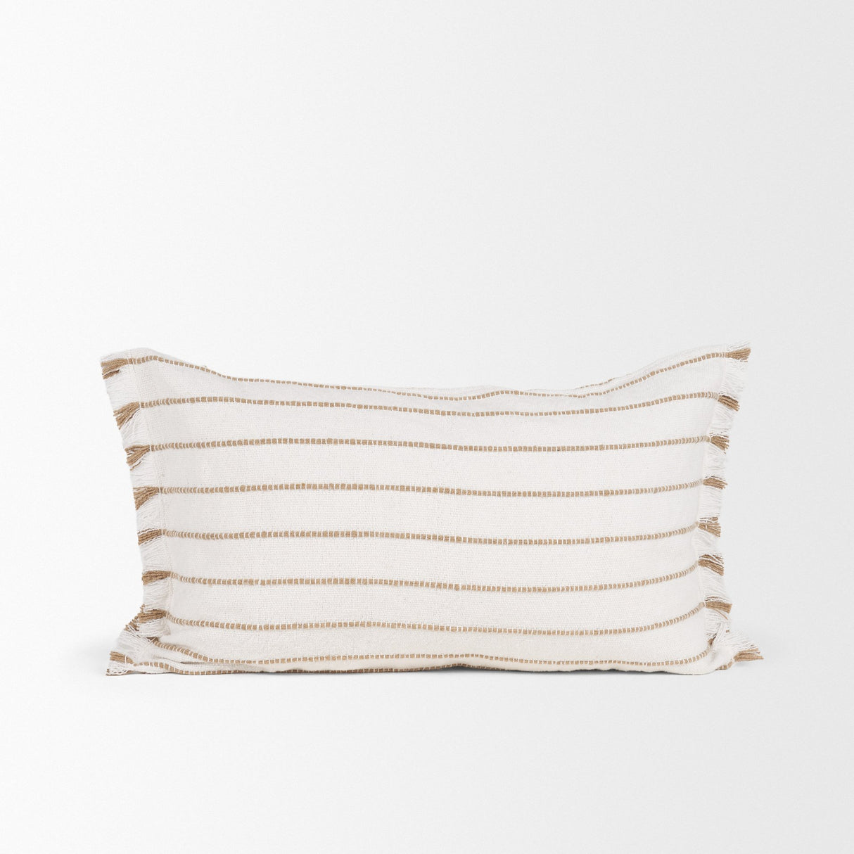 Willow 13x21 Lumbar Cream w/ Camel Stripes Decorative Pillow Cover from Mercana - Luna Furniture