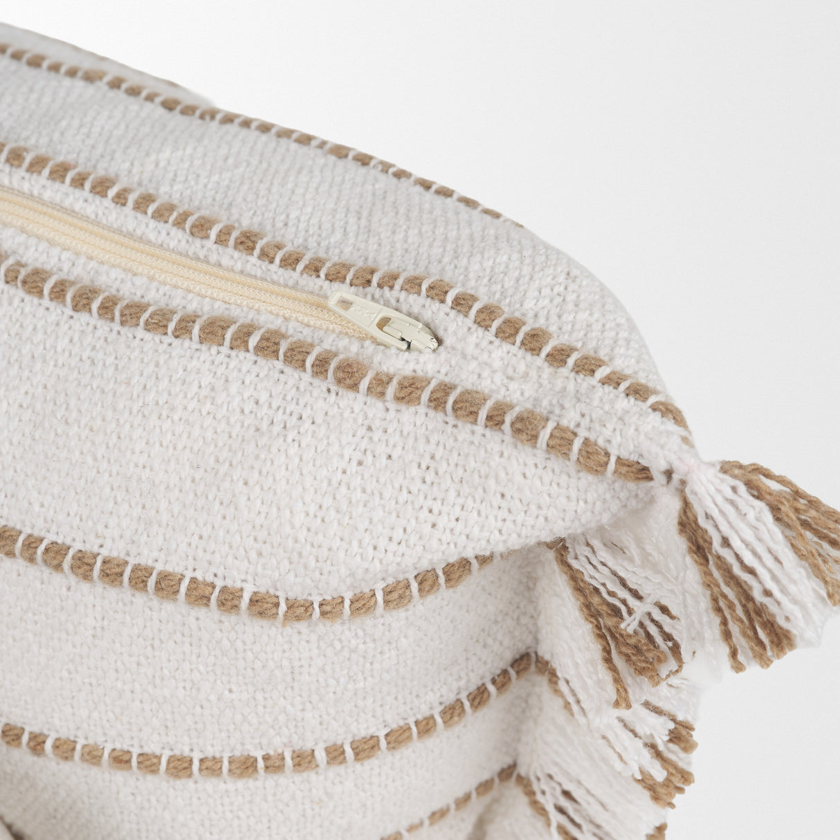 Willow 13x21 Lumbar Cream w/ Camel Stripes Decorative Pillow Cover from Mercana - Luna Furniture