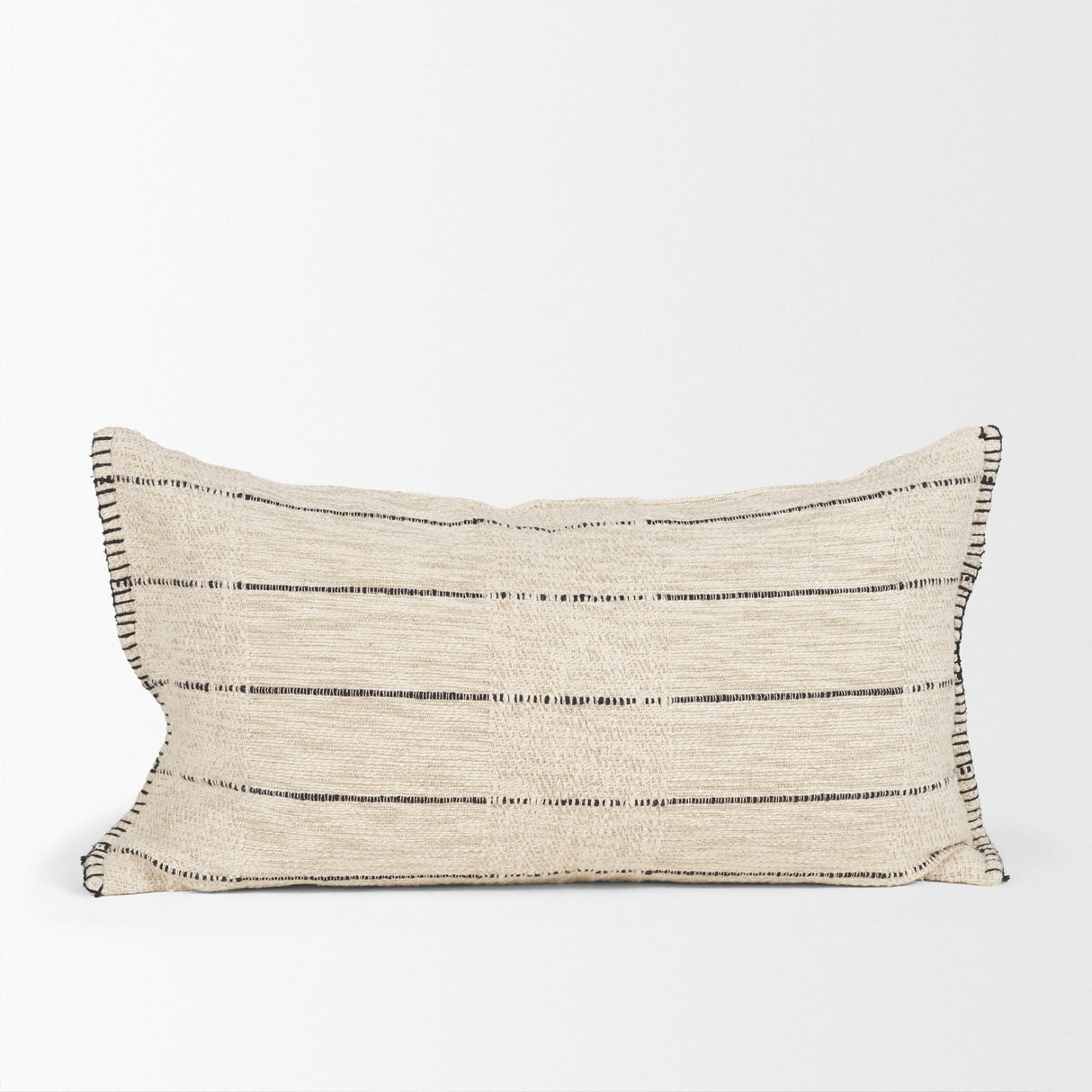 Lyle 14x26 Lumbar Oatmeal w/ Black Stripes Decorative Pillow Cover from Mercana - Luna Furniture