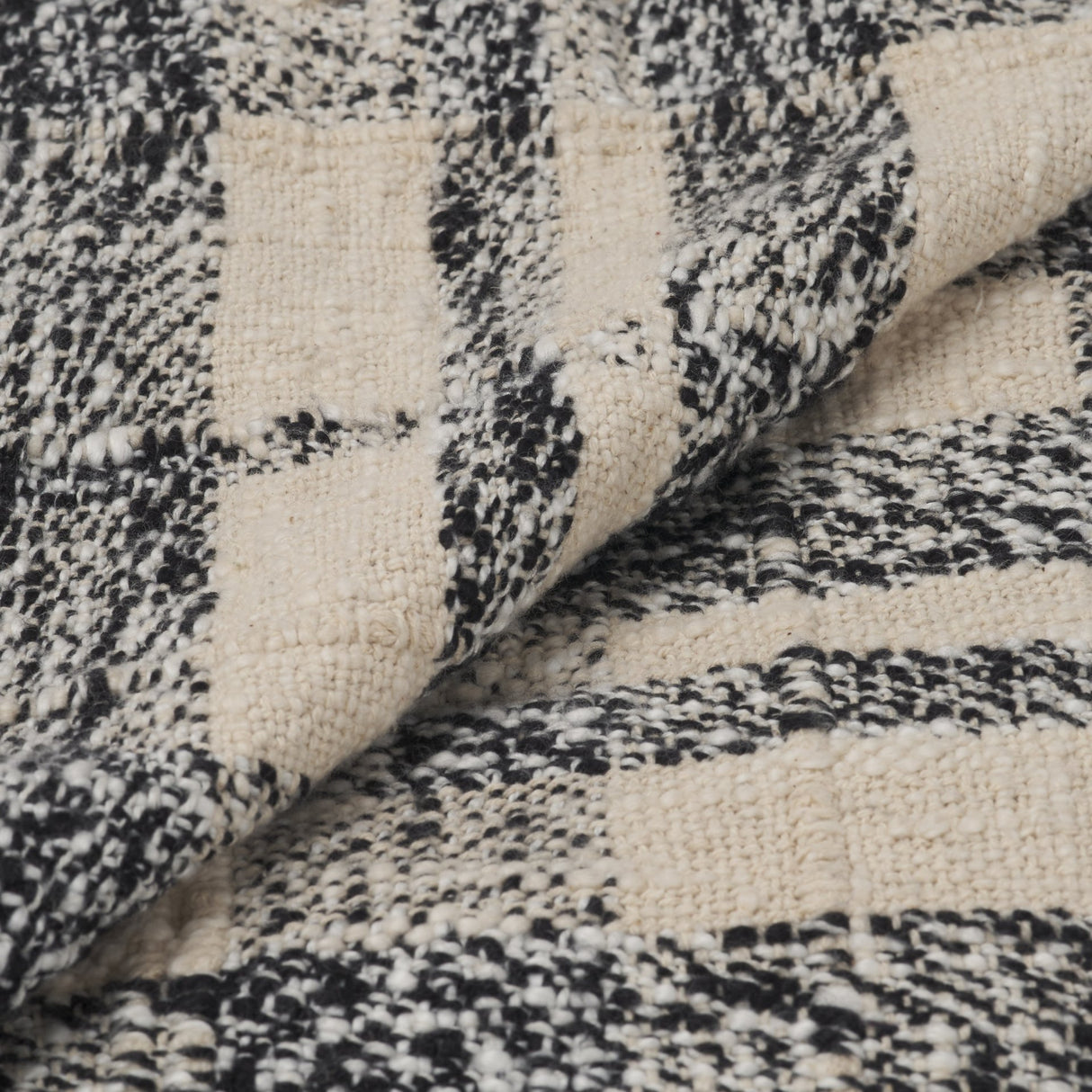 Pendle Cream w/ Woven Black Plaid Pattern Cotton Throw Blanket from Mercana - Luna Furniture