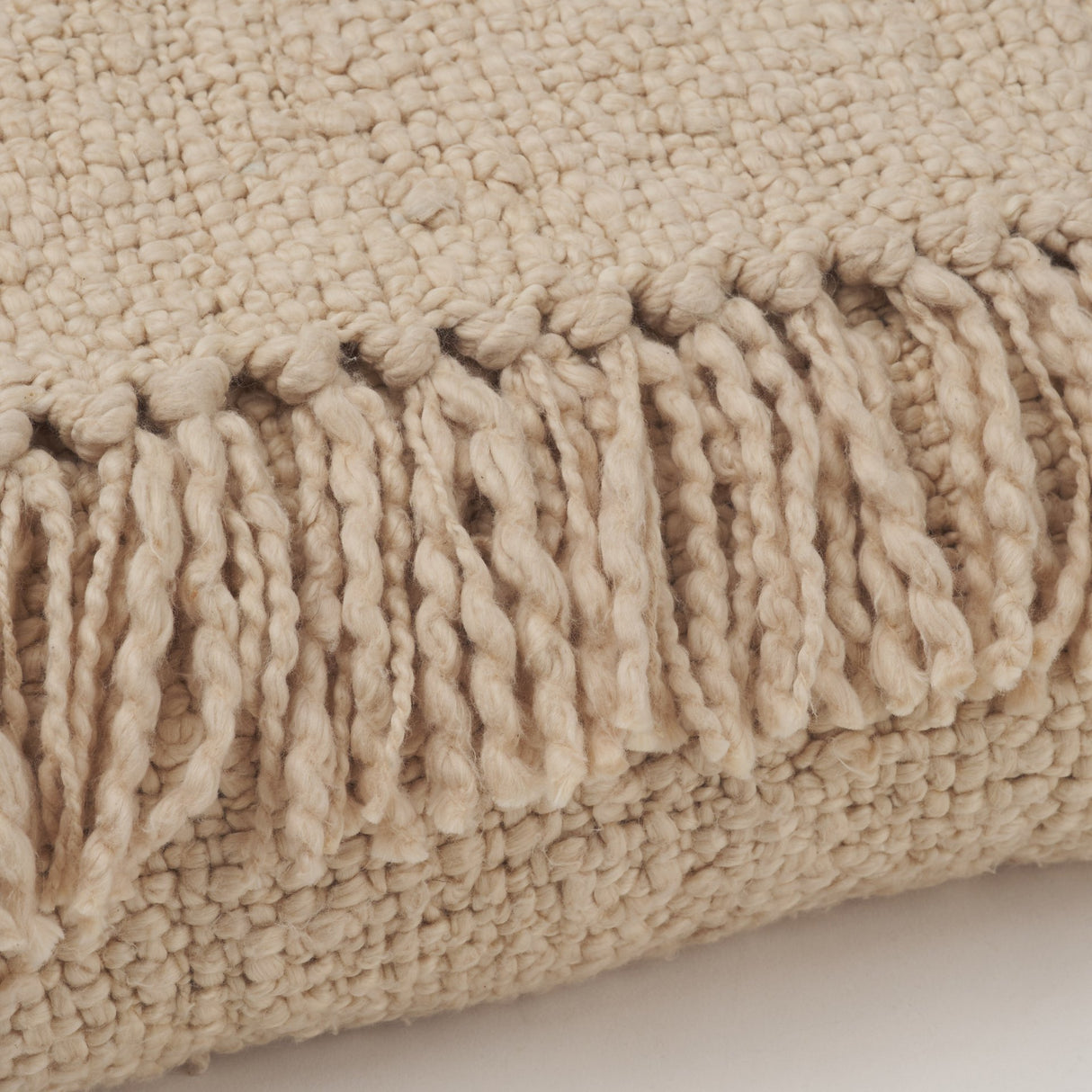 Kambal Light Beige Woven Cotton Throw Blanket from Mercana - Luna Furniture