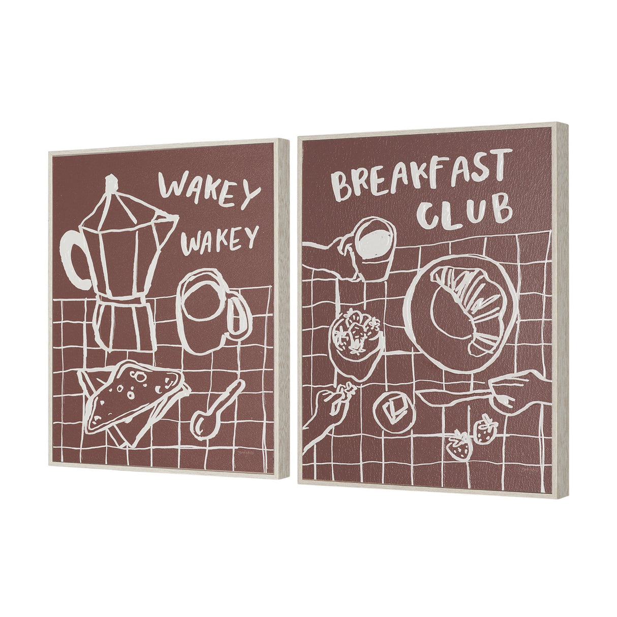 Breakfast Doodles(Set 2) by Jenaya Jackson Hand-Embellished Texture Frame Artwork Matted under Glass from Mercana - Luna Furniture