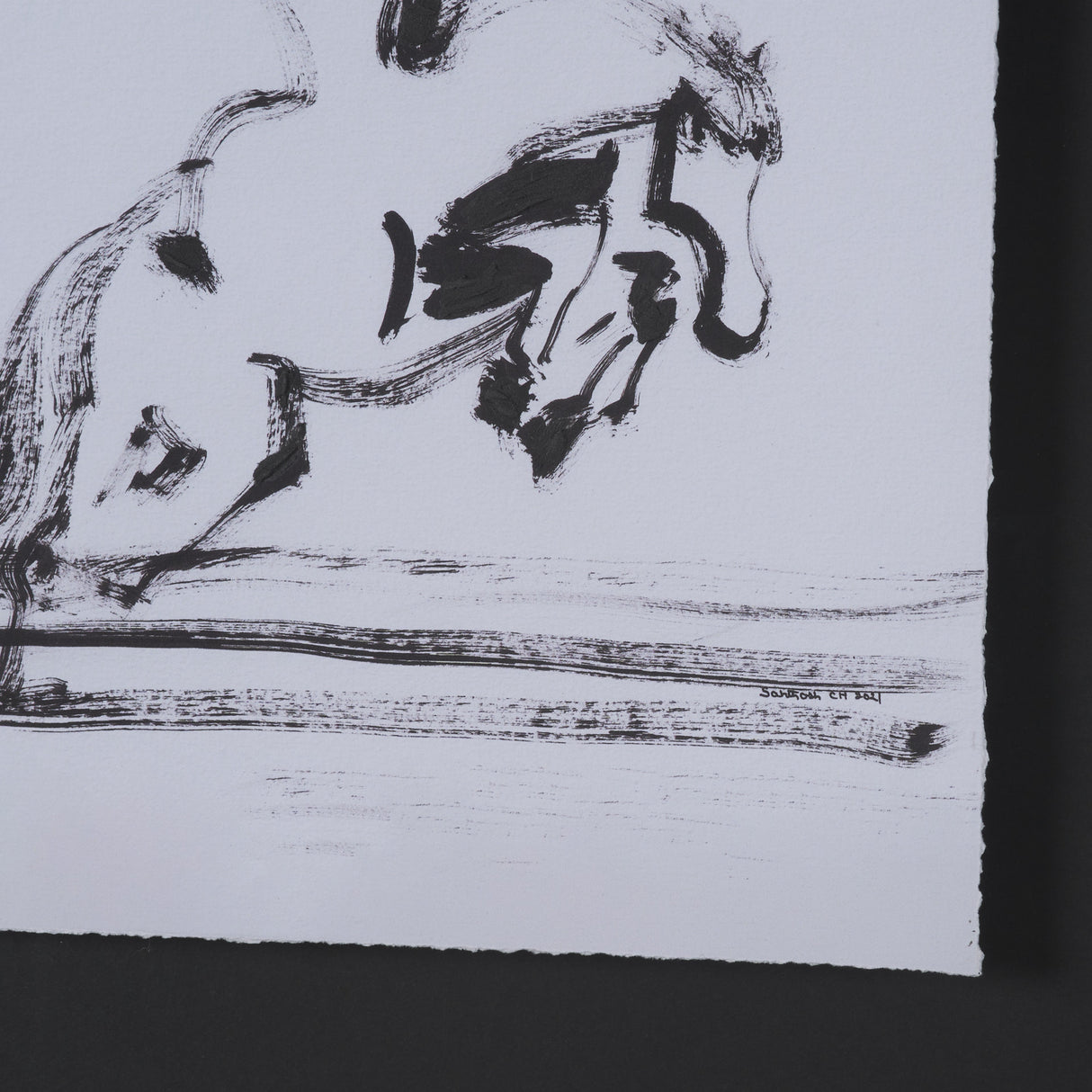 Fluid Gallop by Santhosh ch Hand-Embellished Framed Artwork Matted under Glass from Mercana - Luna Furniture
